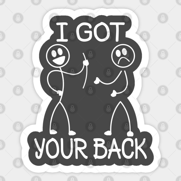 I Got Your Back Funny Stick Figure Sticker by Seaside Designs